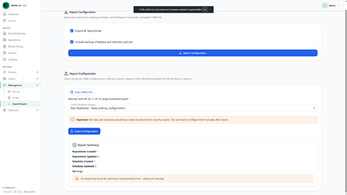 Импорт настроек